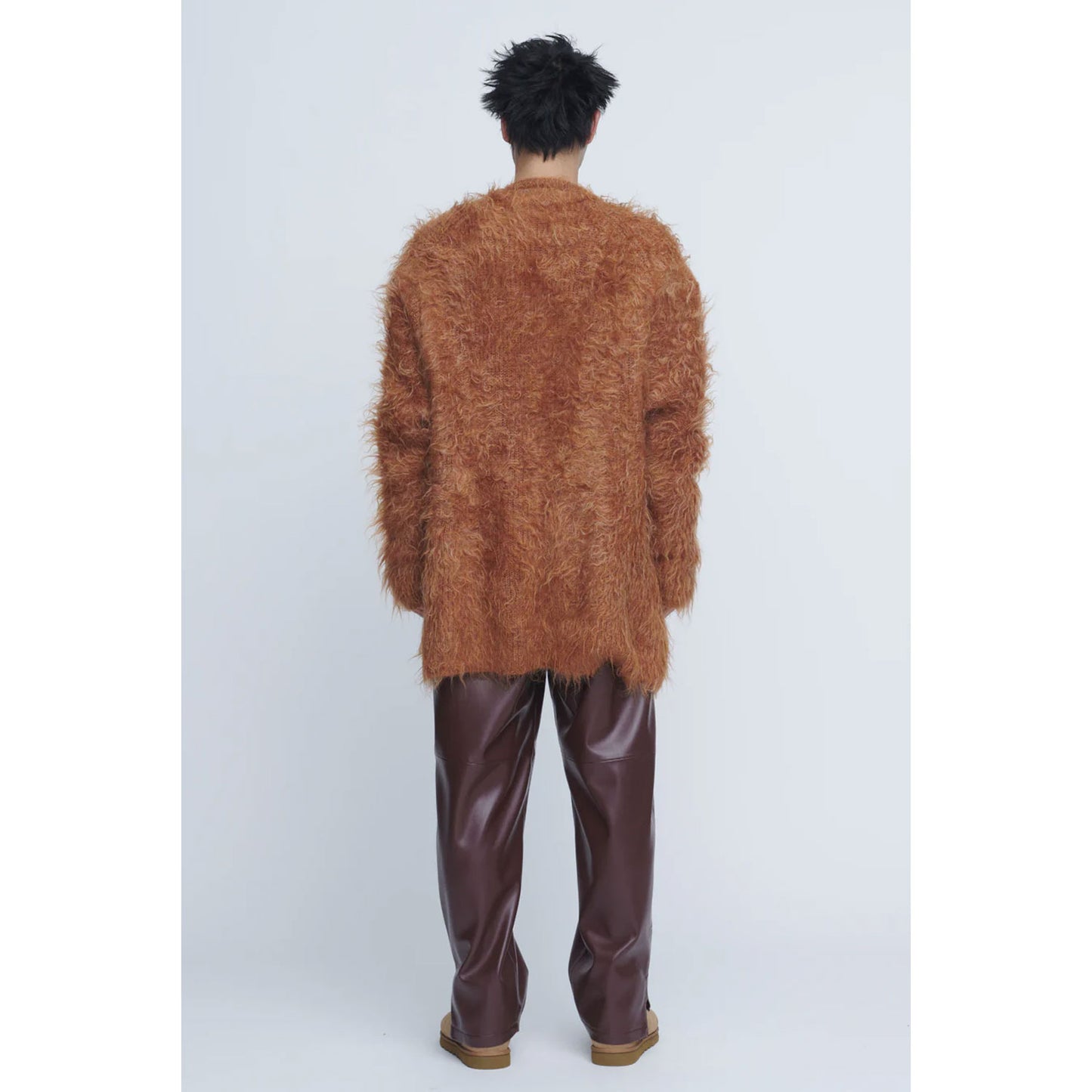 
                  
                    Shaggy V-Neck Cardigan-KHAKI-
                  
                