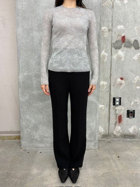 
                  
                    Floral Jacquard Sheer Knit Top-BLUE-
                  
                