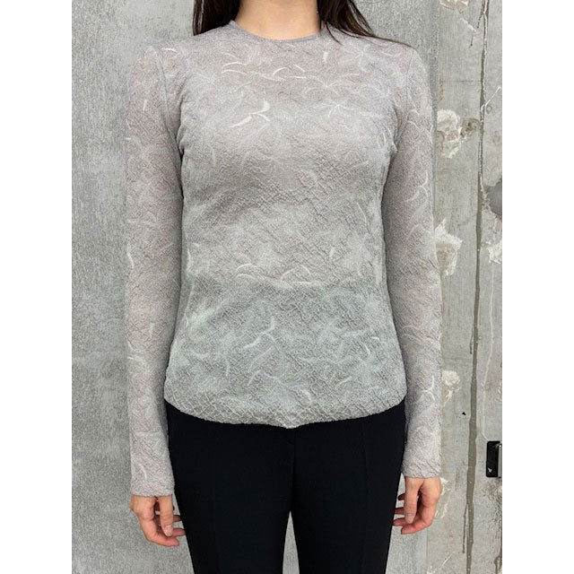 
                  
                    Floral Jacquard Sheer Knit Top-BLUE-
                  
                