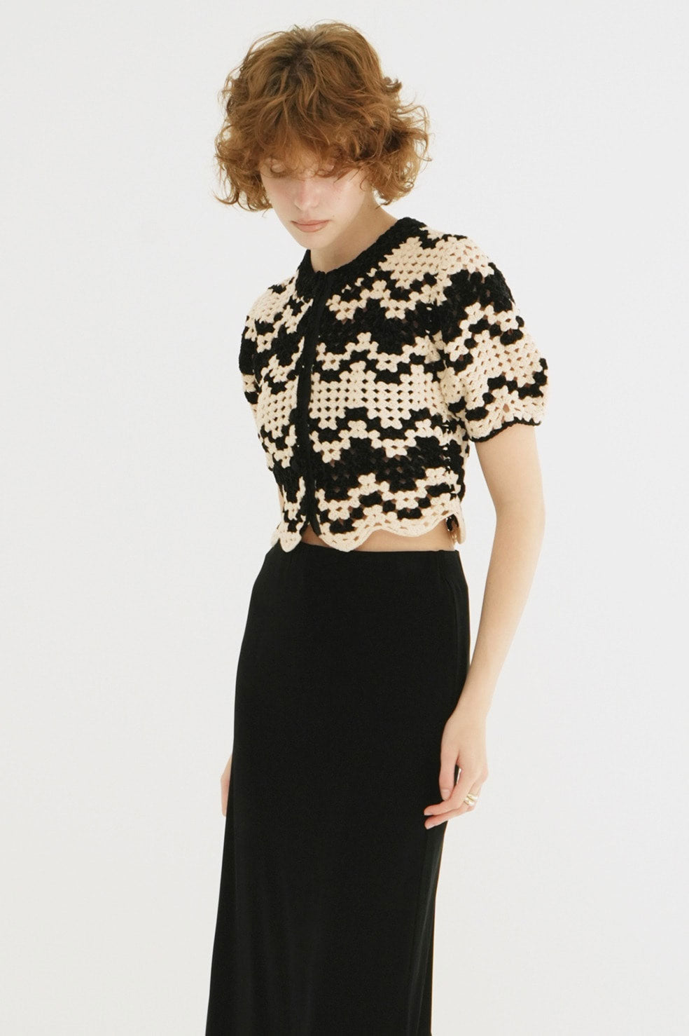 
                  
                    MALL BORDER HAND CROCHET KNIT CARDIGAN
                  
                