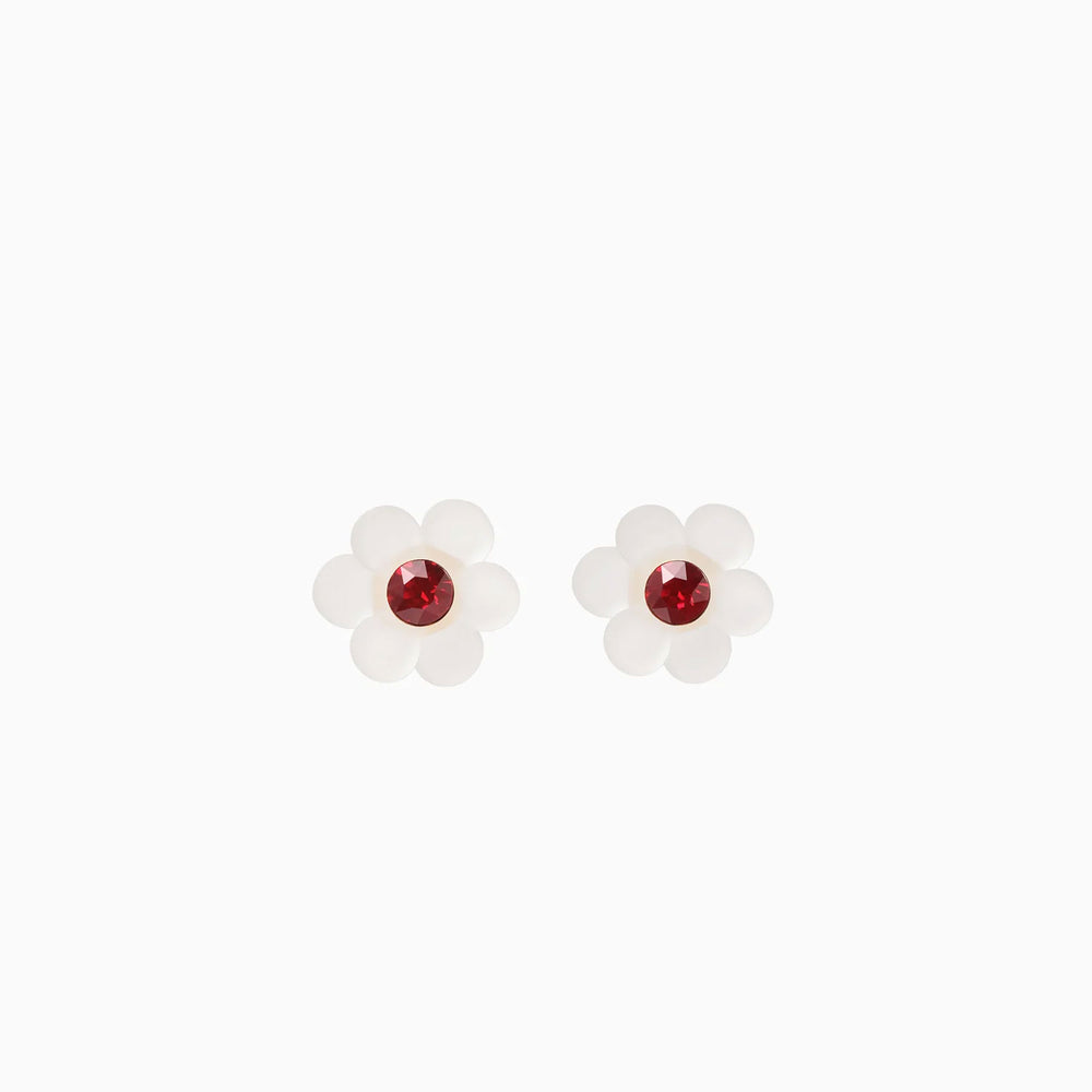 Floral Motif Earrings - clear