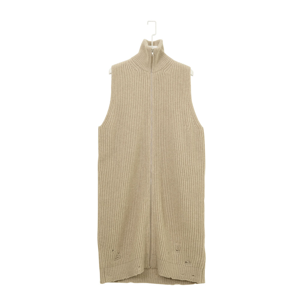 Zip up Long Knit-BEIGE-
