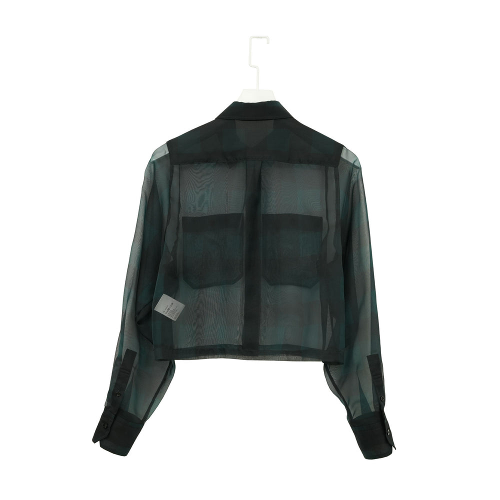 
                  
                    SHEER PLAID SHIRT-C/BROWN-
                  
                