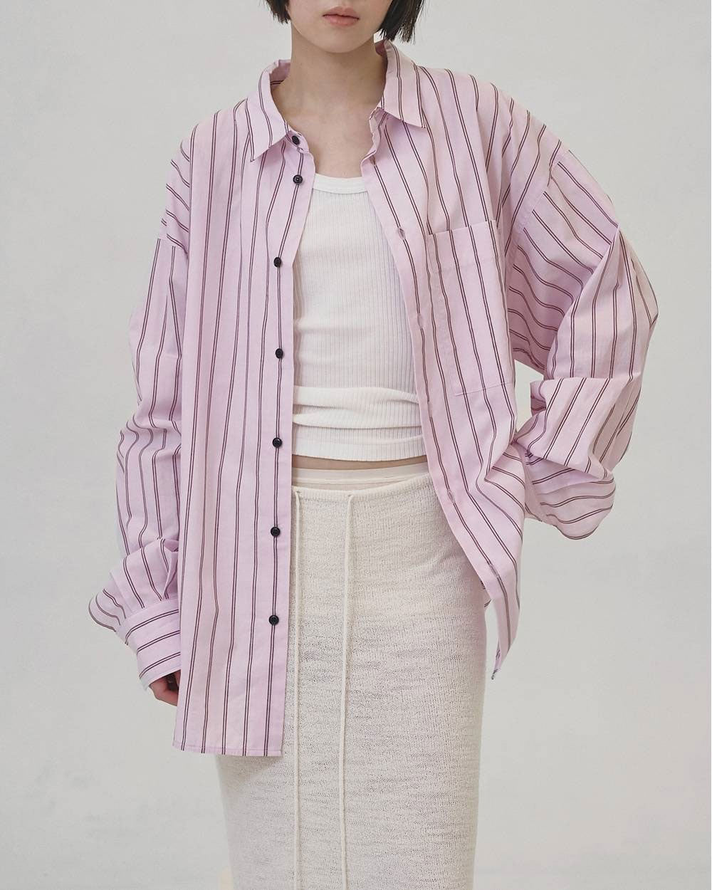 
                  
                    Stripe Pocket Shirts -BABY PINK-
                  
                