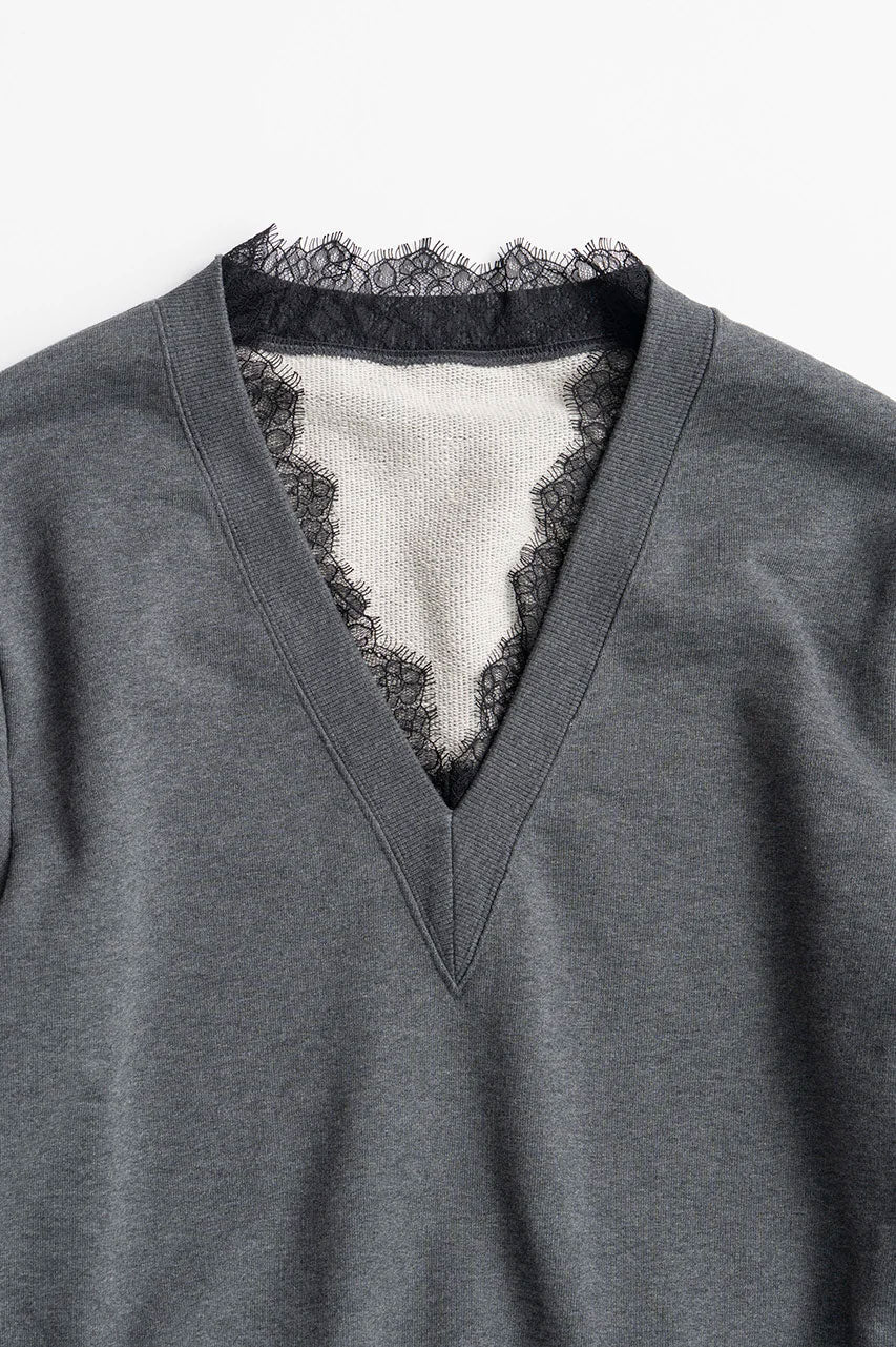 
                  
                    V-Neck Lace Sweatshirt
                  
                
