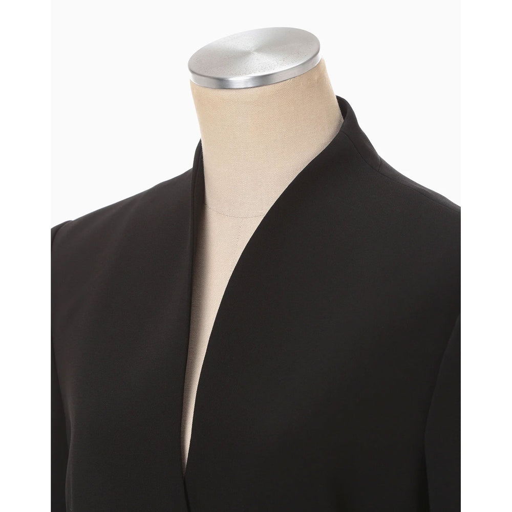 
                  
                    Acetate Polyester Collarless Double Breasted Suit Jacket - black
                  
                