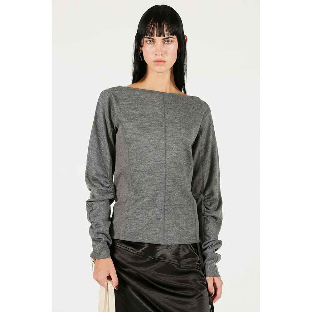 
                  
                    Wool Slouchy Sleeve Top -GREY-
                  
                