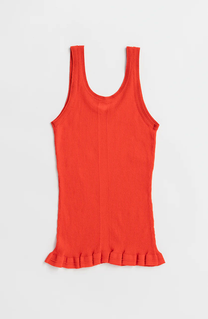 
                  
                    Sheer Rib Frill Hem Knit Tank -BLACK-
                  
                