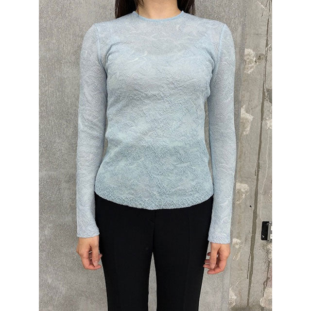 
                  
                    Floral Jacquard Sheer Knit Top-GREY-
                  
                