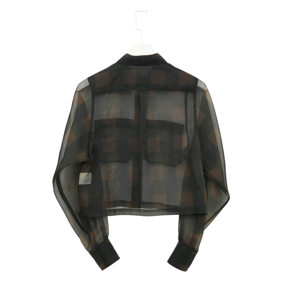 
                  
                    SHEER PLAID SHIRT-C/BROWN-
                  
                