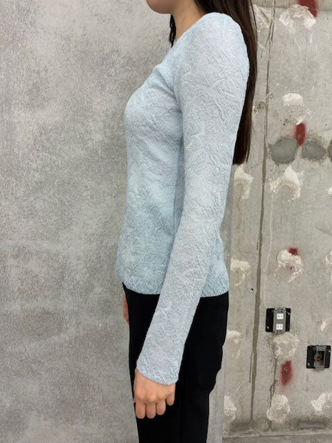 
                  
                    Floral Jacquard Sheer Knit Top-GREY-
                  
                