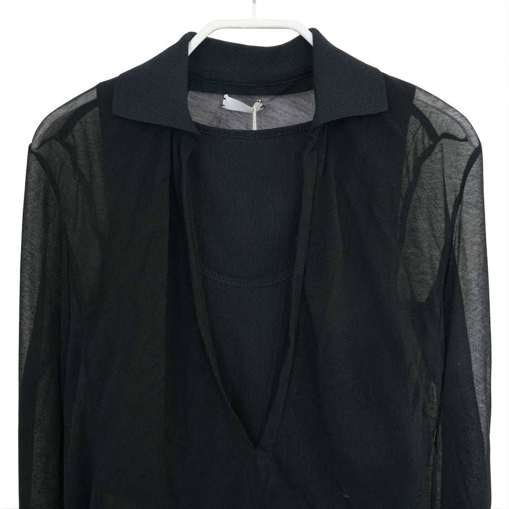 
                  
                    SHEER LAYERED POLO-BLACK-
                  
                