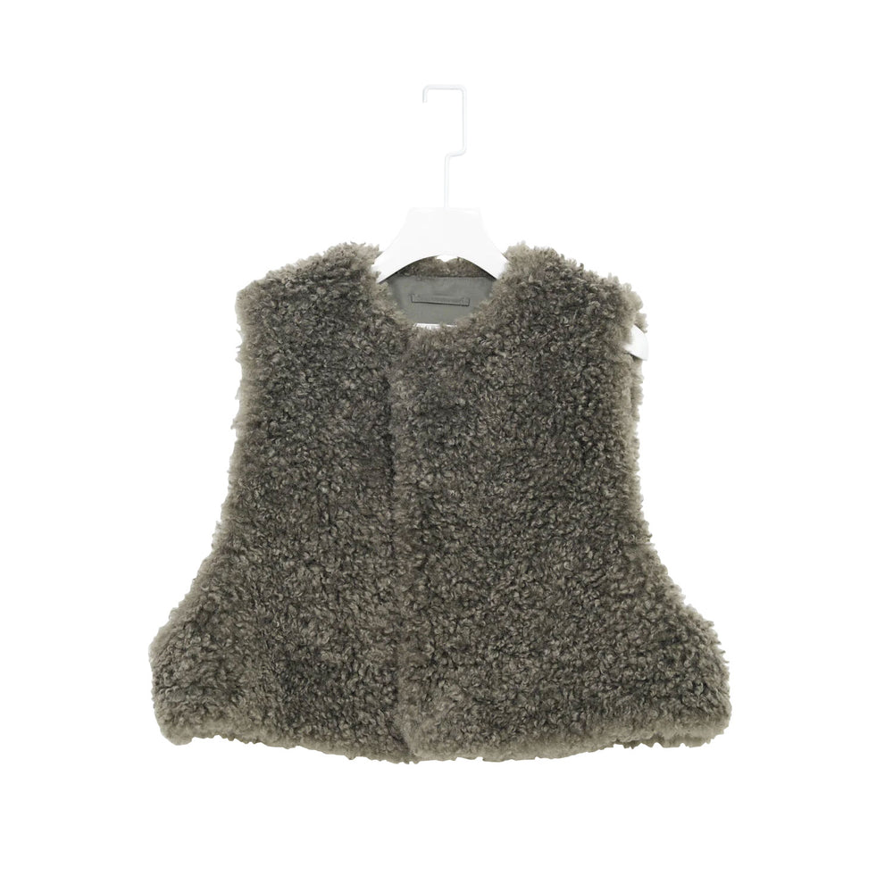 FAUX SHEARING CROPPED VEST