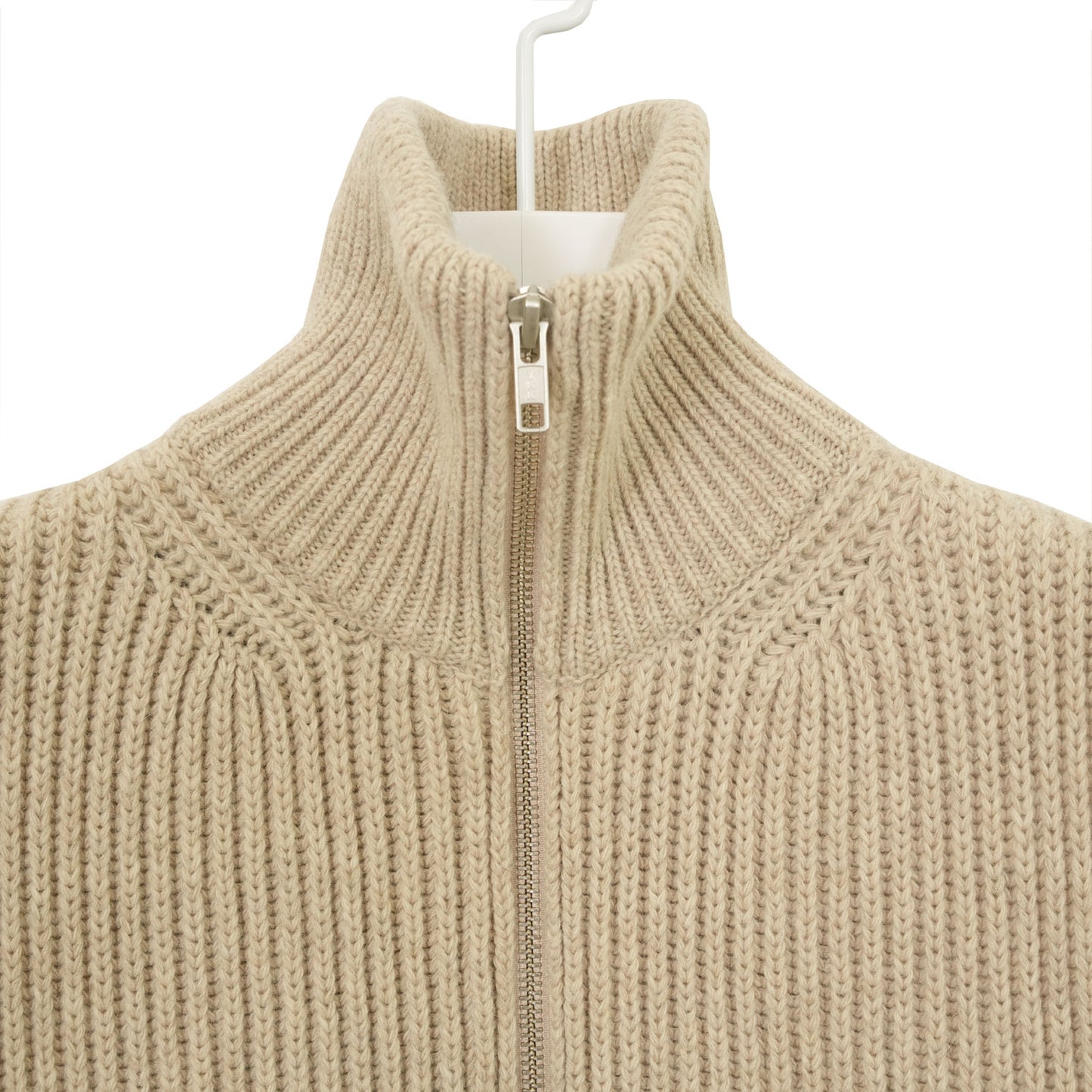 
                  
                    Zip up Long Knit-BEIGE-
                  
                