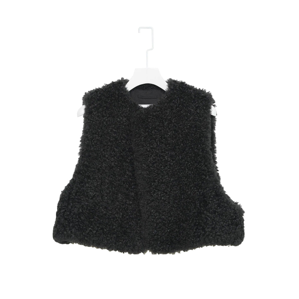 FAUX SHEARING CROPPED VEST