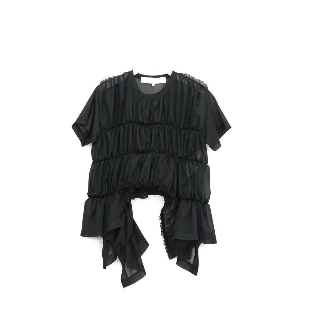 エステルギャザーTOPS-BLACK-