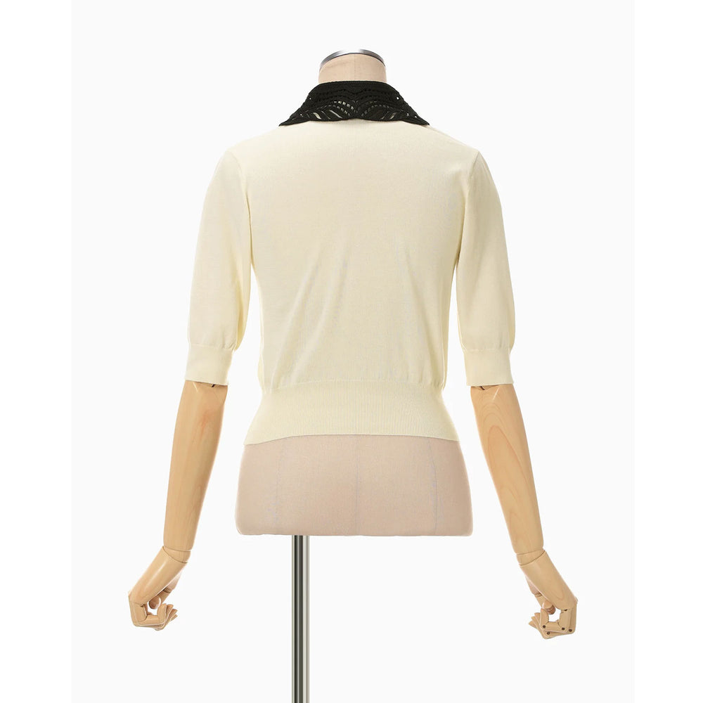
                  
                    Embroidery Collar Knitted Top - ecru
                  
                