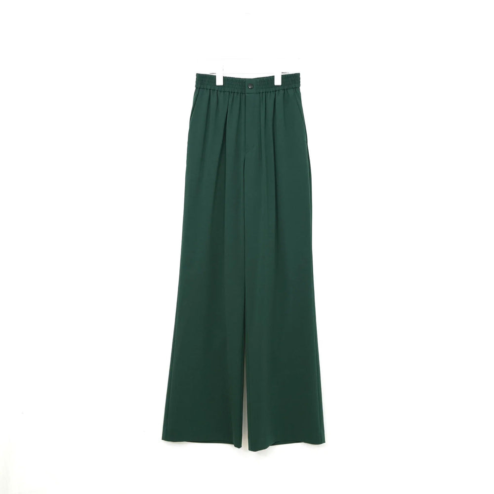 STRETCH WIDE-LEG PANTS-GREEN-