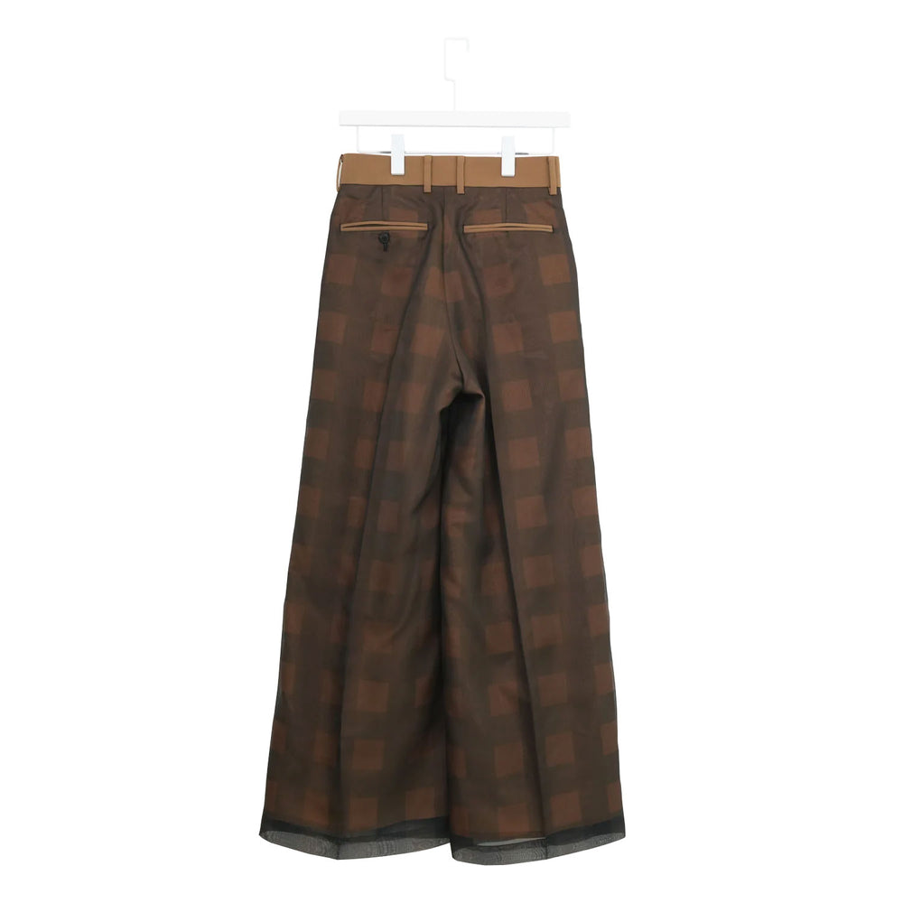 
                  
                    SHEER PLAID WIDE PANTS-C/BROWN-
                  
                