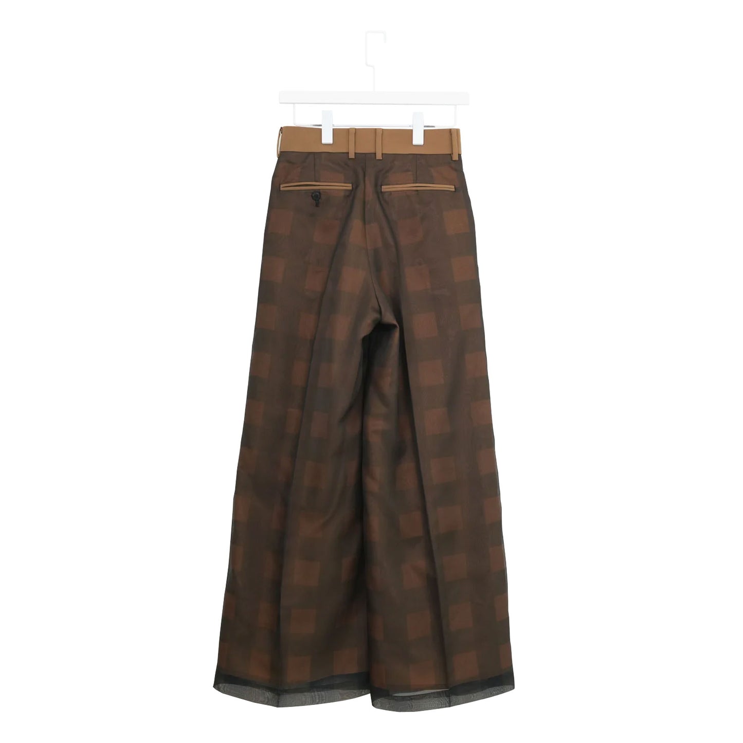 
                  
                    SHEER PLAID WIDE PANTS-C/BROWN-
                  
                