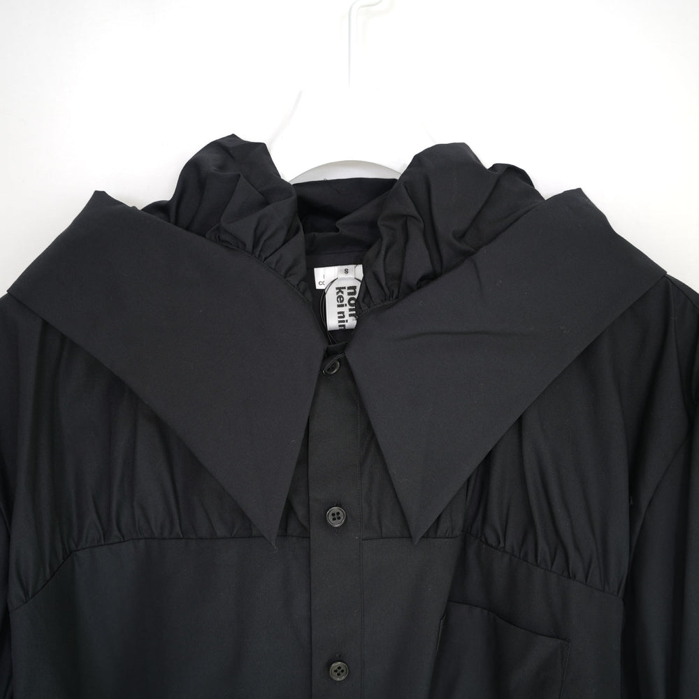 クロップド丈フーディシャツ-BLACK- – OBLIGE 