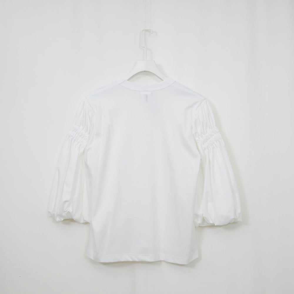 スリードッツ　バルーンスリーブブルゾン　ホワイト シャーリングバルーンスリーブTOPS-BLACK- – OBLIGE