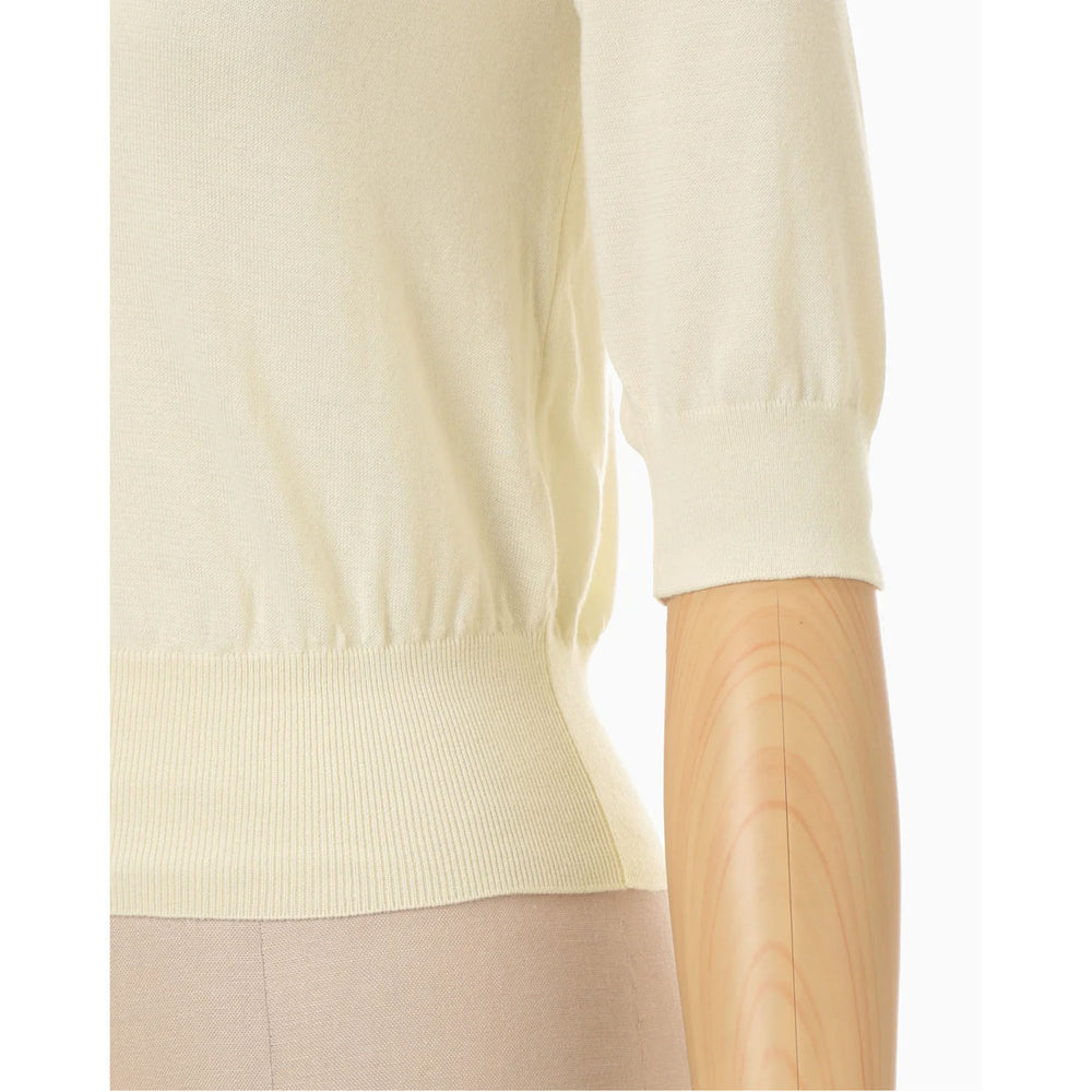 未使用Embroidery Collar Knitted Top - ecru Embroidery Collar Knitted Top - ecru