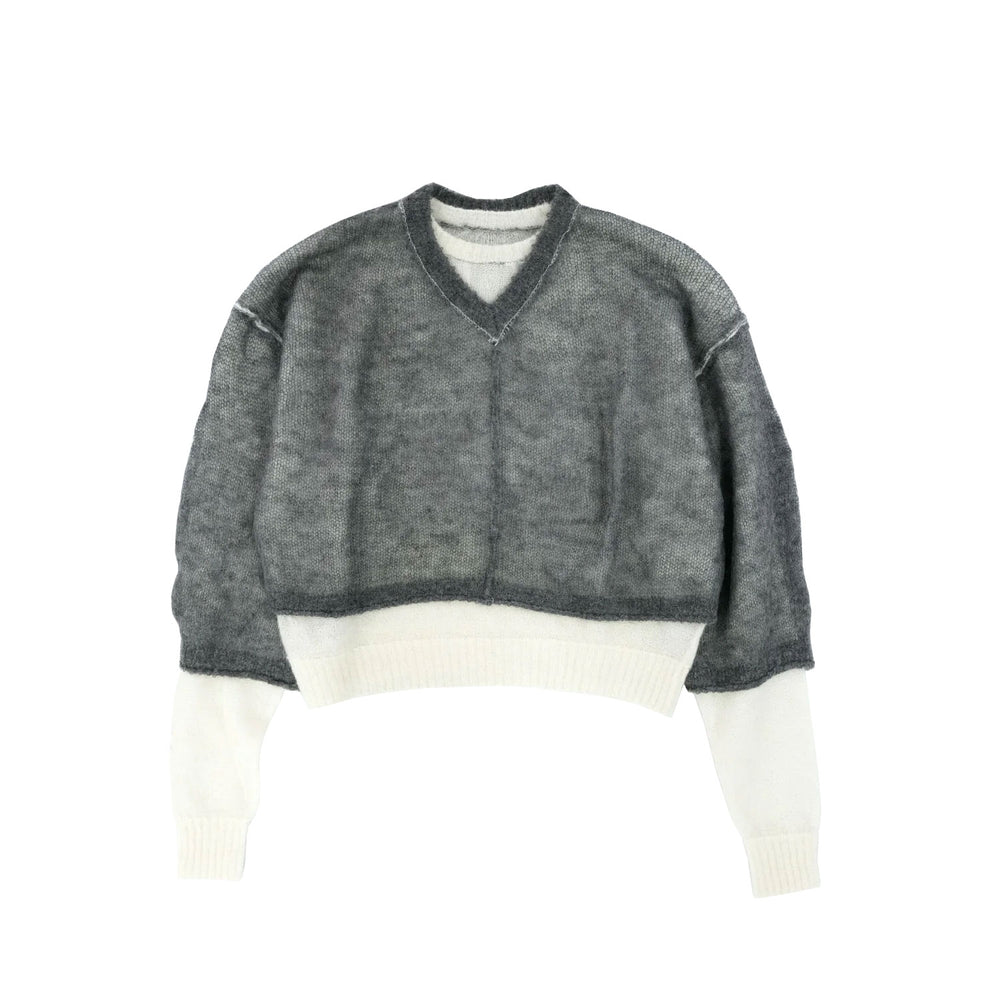 Reversible Mohair Knit -GREY-