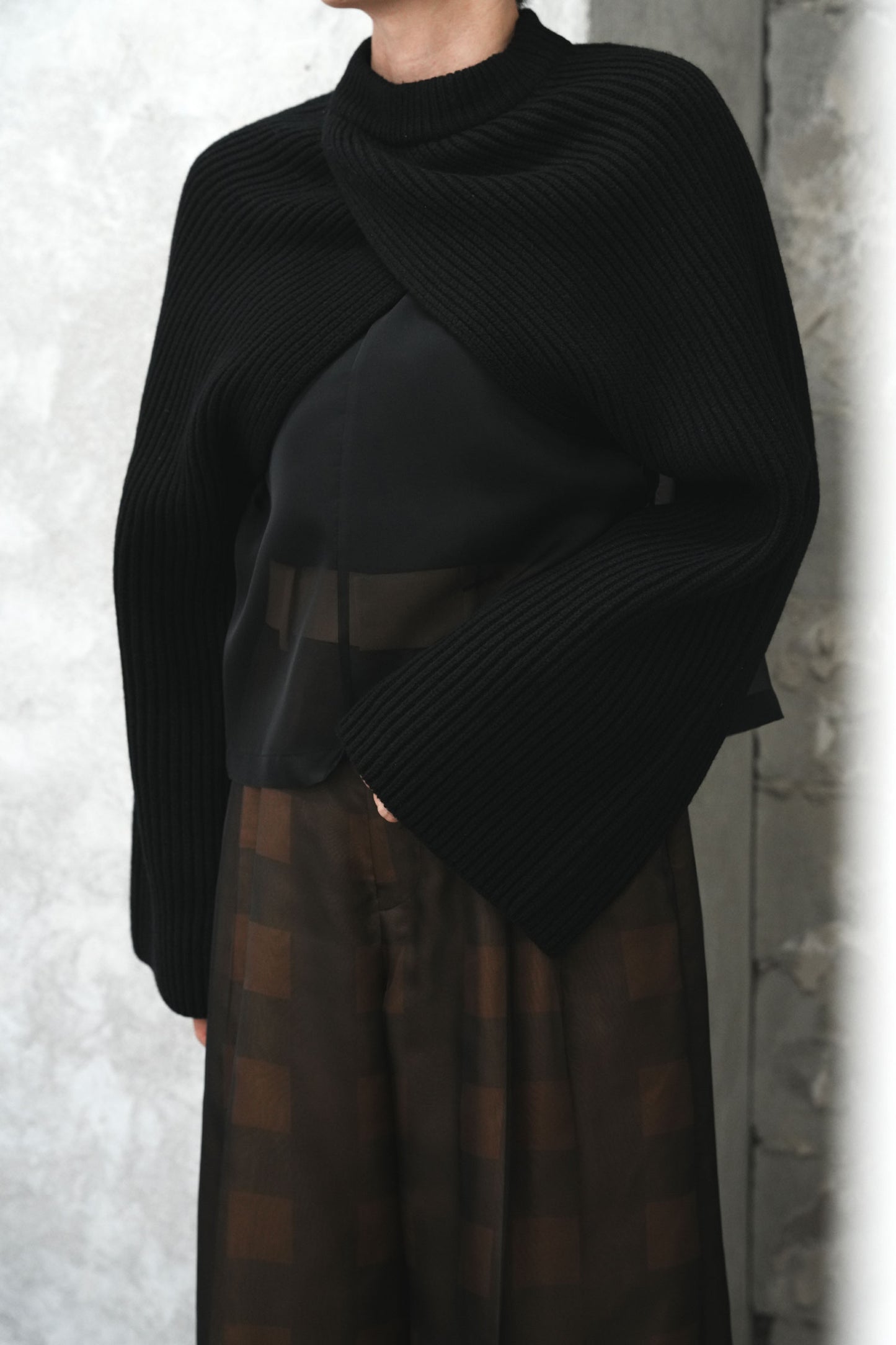 
                  
                    RIBBED KNIT WOOL SHRUG
                  
                