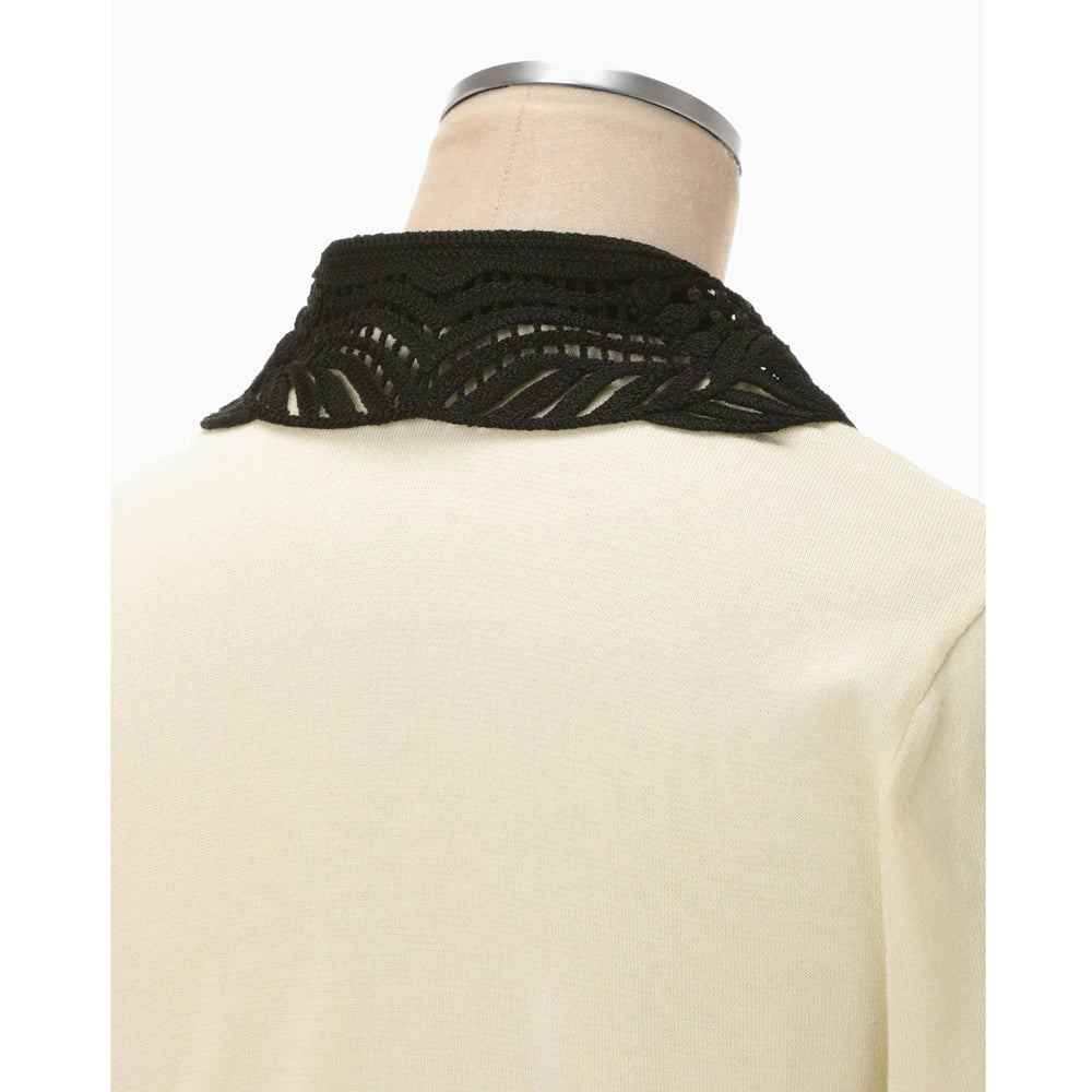 未使用Embroidery Collar Knitted Top - ecru Embroidery Collar Knitted Top- ECRU (MM25FW-KN037
