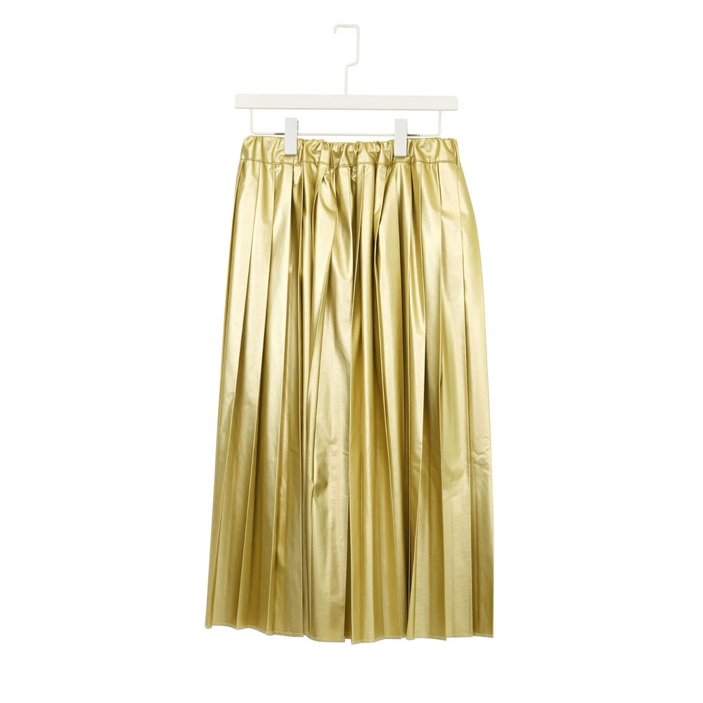 フェイクレザープリーツスカート-GOLD-