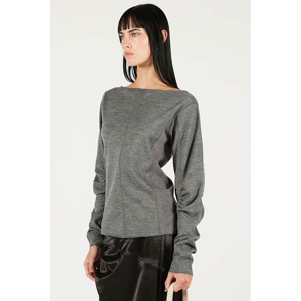 
                  
                    Wool Slouchy Sleeve Top -GREY-
                  
                