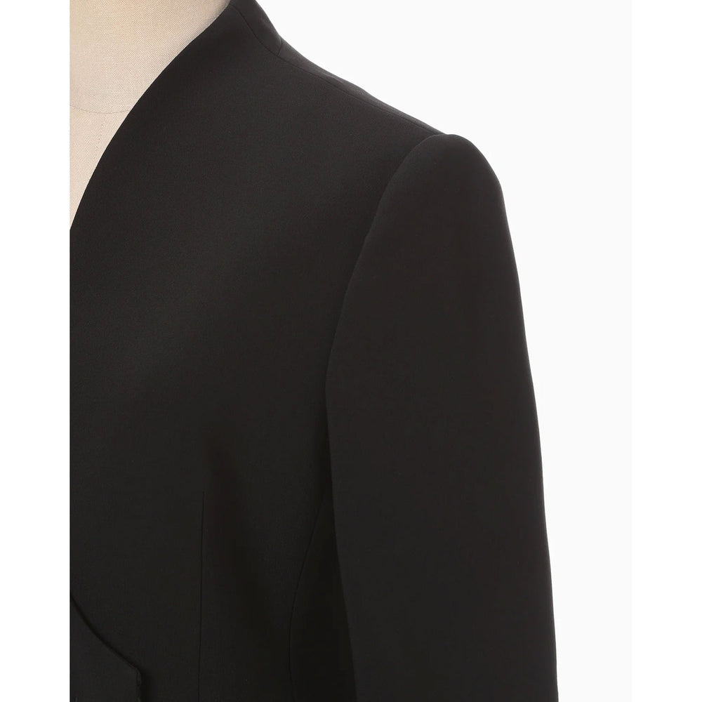 
                  
                    Acetate Polyester Collarless Double Breasted Suit Jacket - black
                  
                