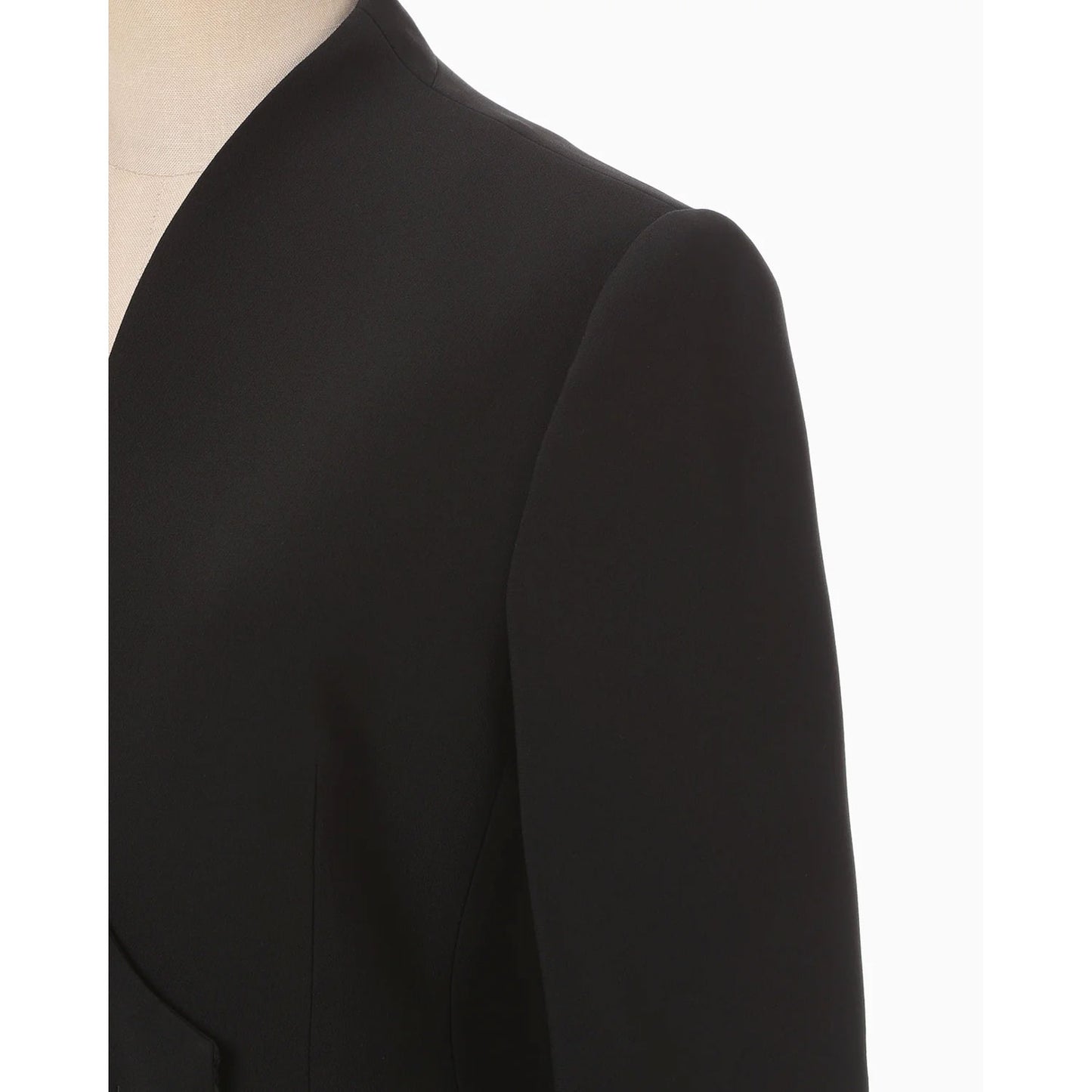 
                  
                    Acetate Polyester Collarless Double Breasted Suit Jacket - black
                  
                