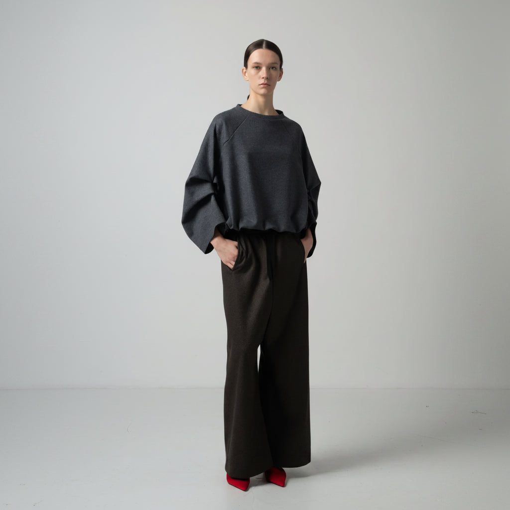 
                  
                    ORLY TUCKED SLEEVE TOP / SUPER120S PURE WOOL SPONGY JERSEY
                  
                