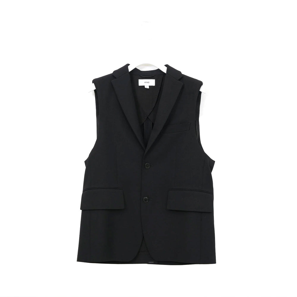DOESKIN SLEEVELESS BLAZER-BLACK-
