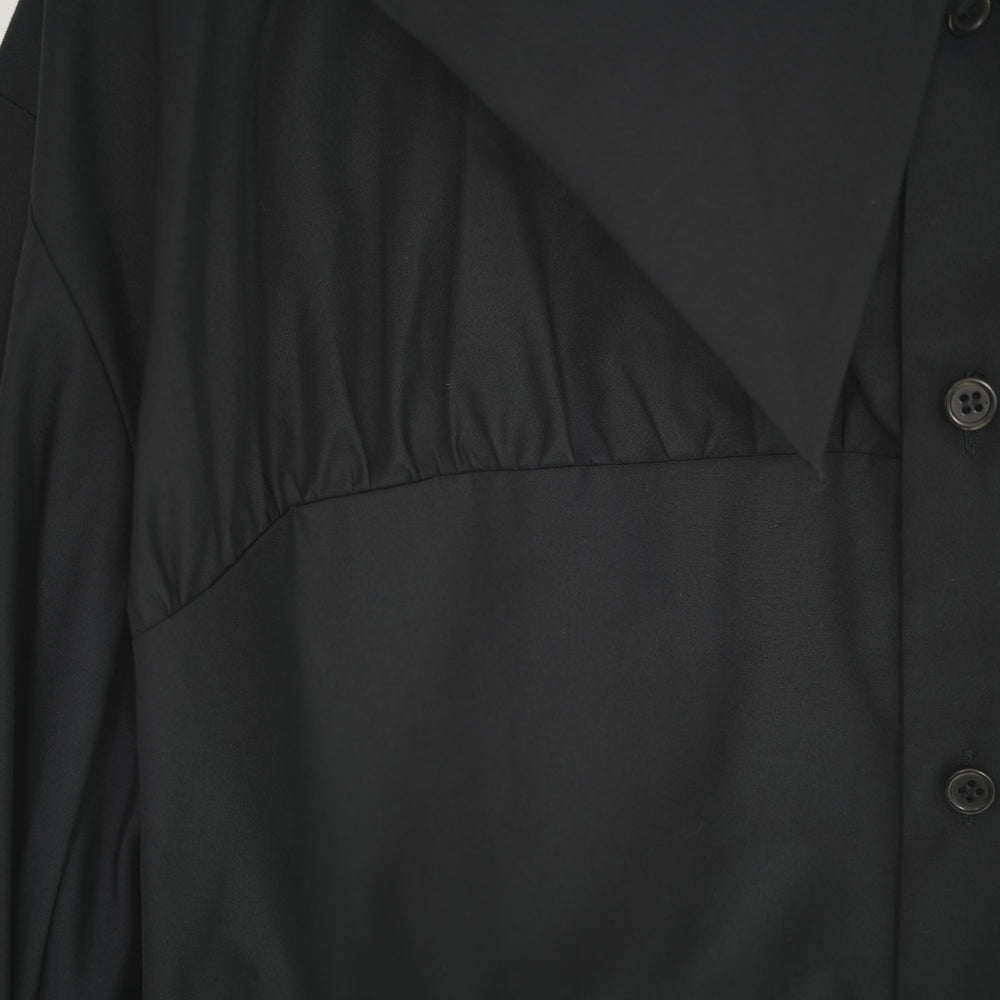 クロップド丈フーディシャツ-BLACK- – OBLIGE 