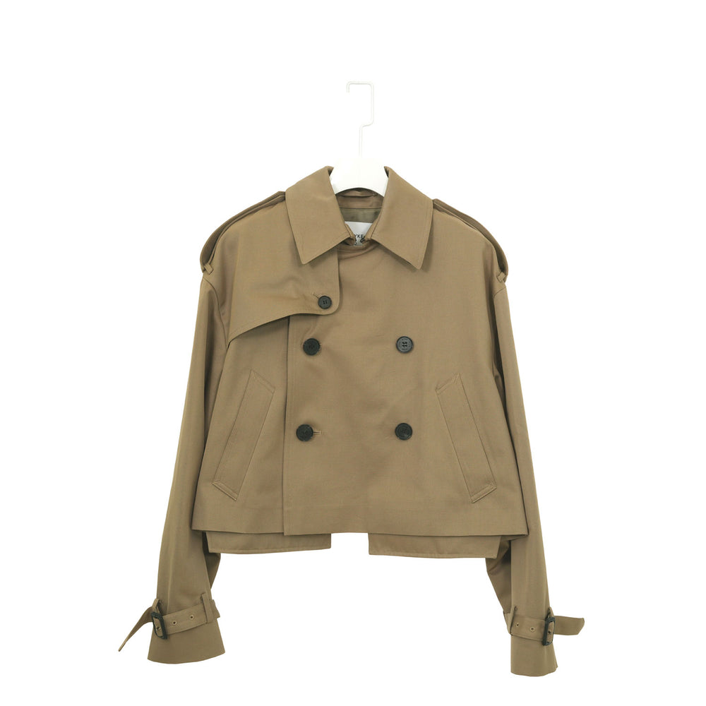 CROPPED TRENCH COAT/BIG FIT-BEIGE-
