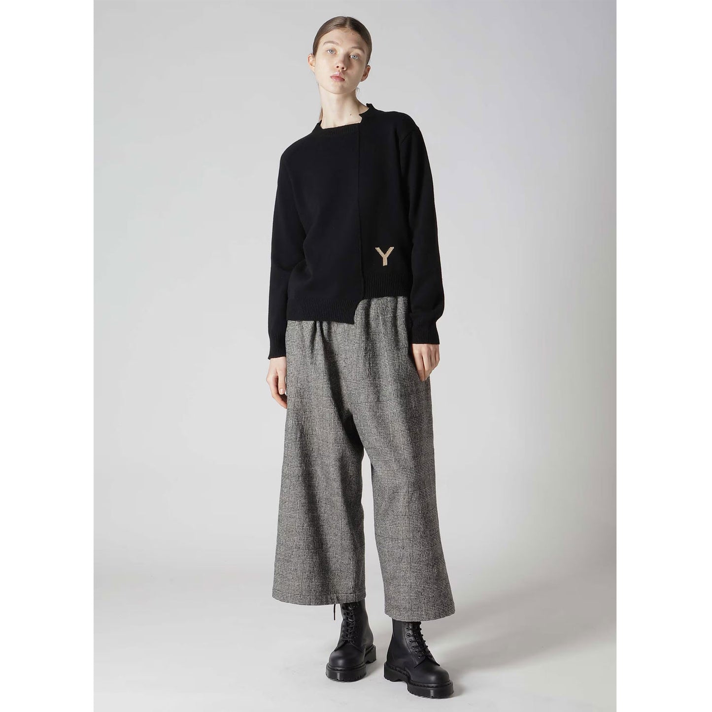 
                  
                    COTTON WOOL GLEN CHECK FRONT TUCK WIDE PANTS
                  
                