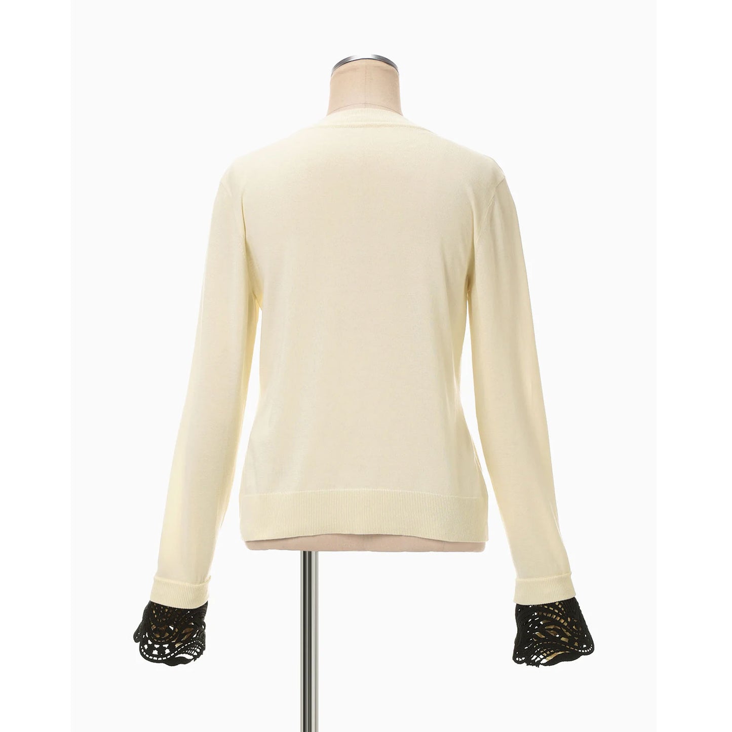 
                  
                    Detachable Embroidery Cuff Knitted Cardigan-ecru-
                  
                