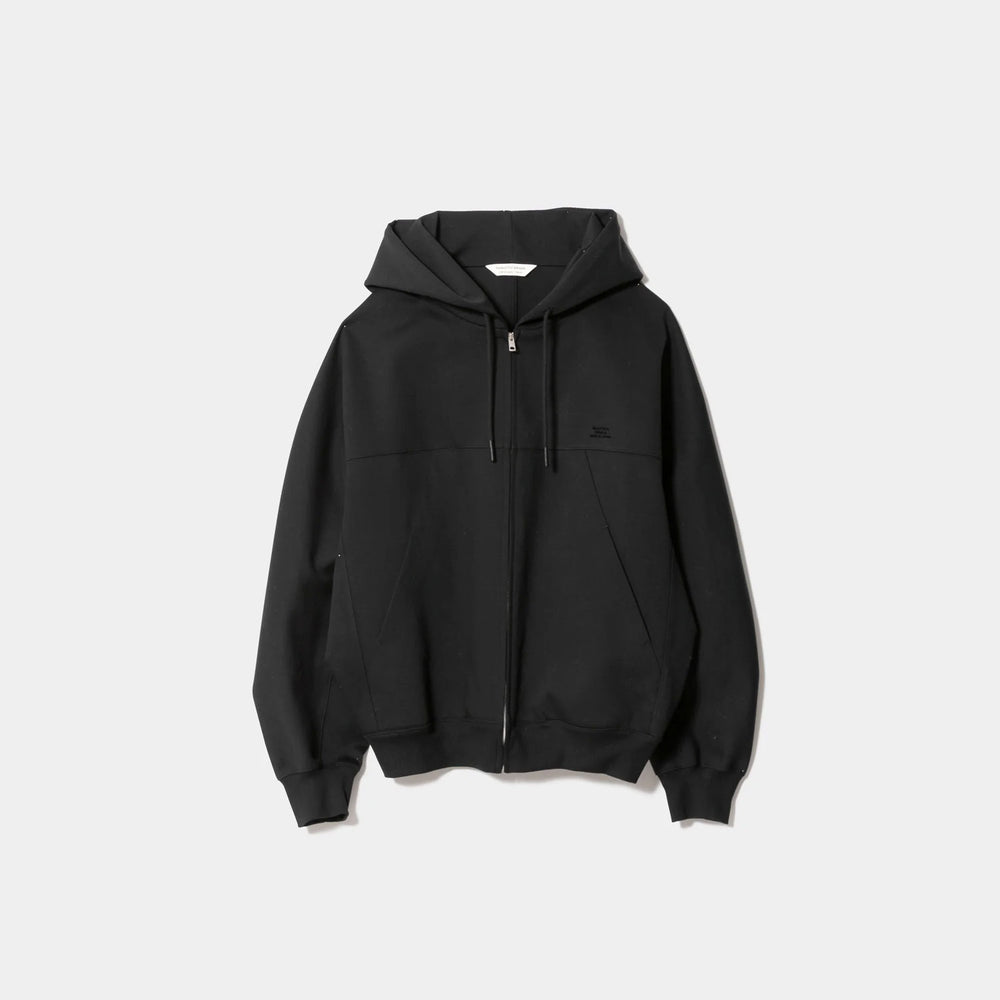 compact double jersey zip up parka-black-