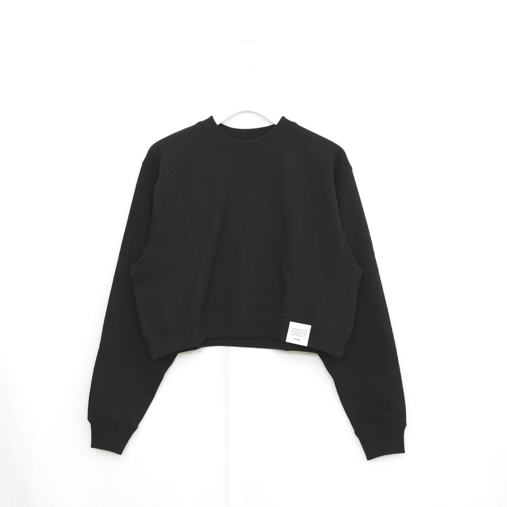 CROPPED SWEAT SHIRT-BLACK-