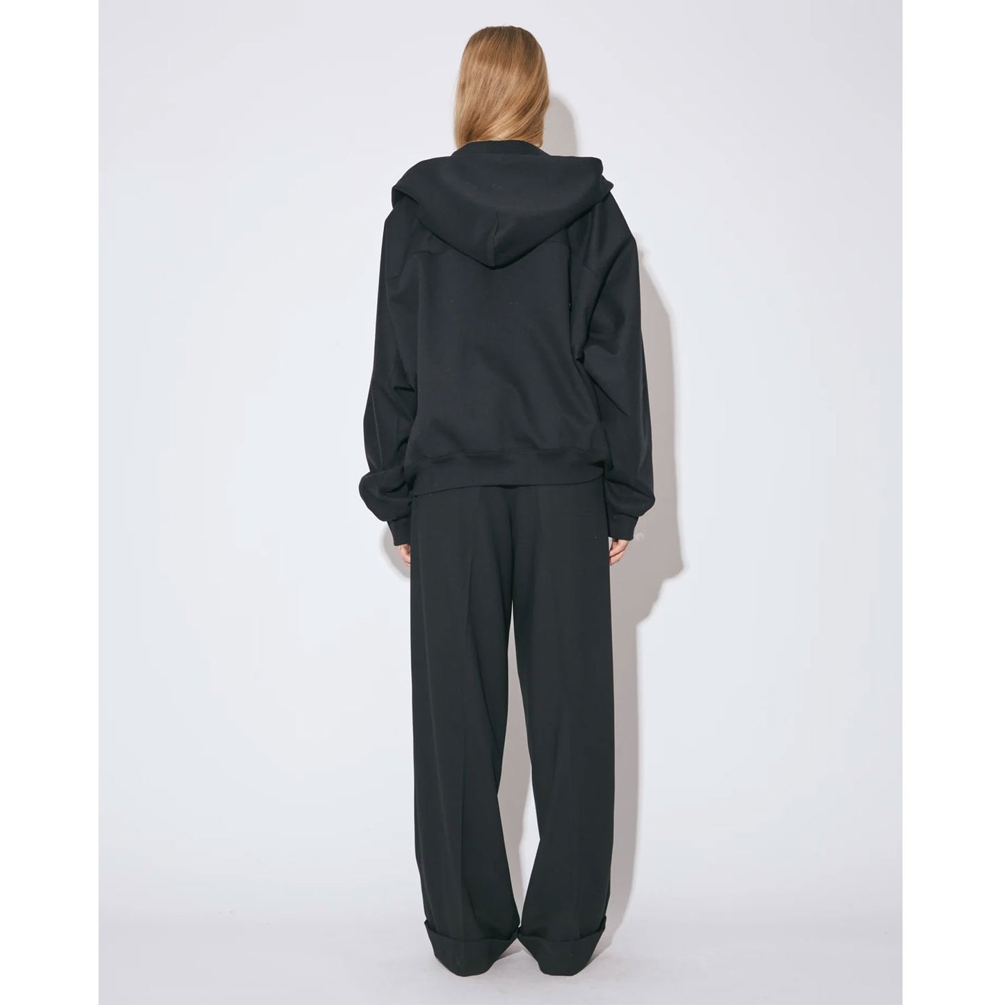 
                  
                    compact double jersey zip up parka-black-
                  
                