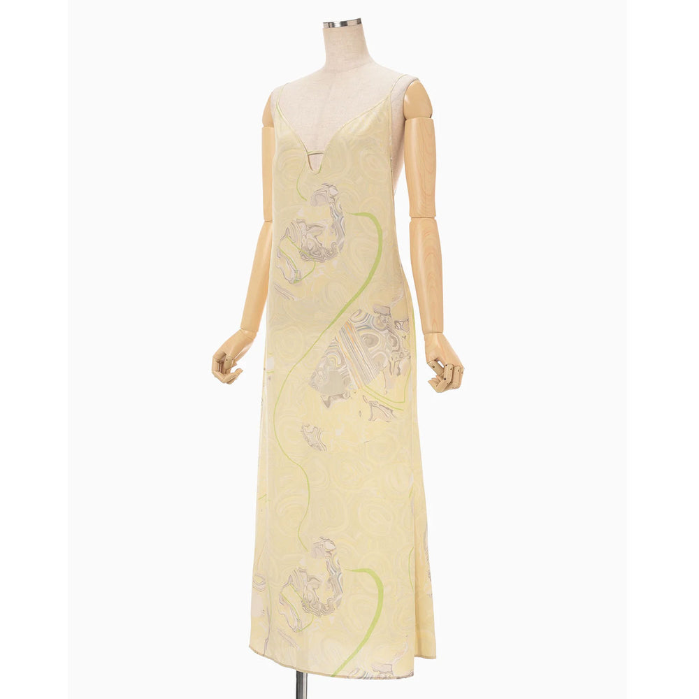 Marble Print Silk Camisole Dress - beige – OBLIGE