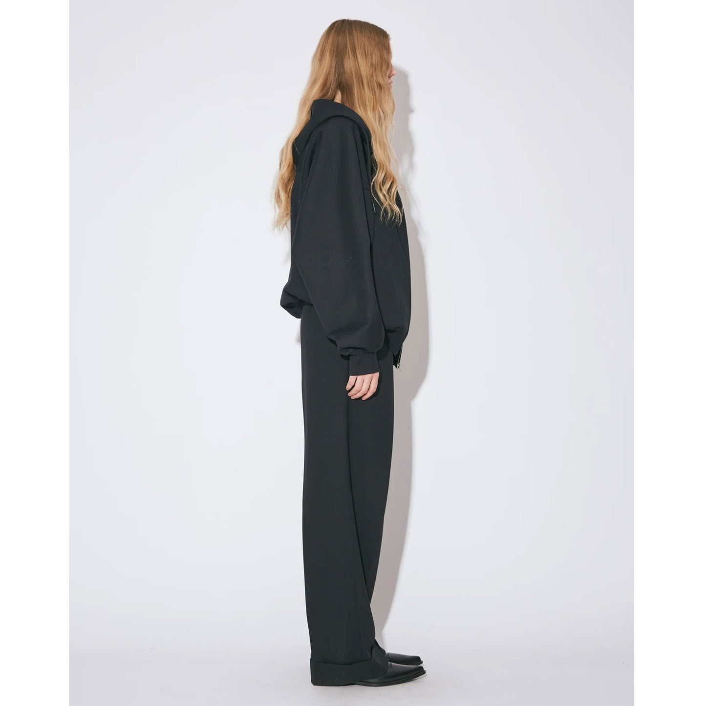
                  
                    compact double jersey zip up parka-black-
                  
                