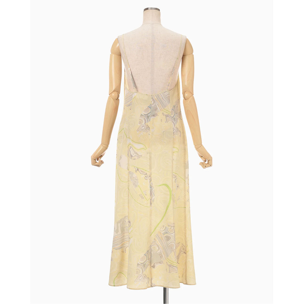 Marble Print Silk Camisole Dress - beige – OBLIGE