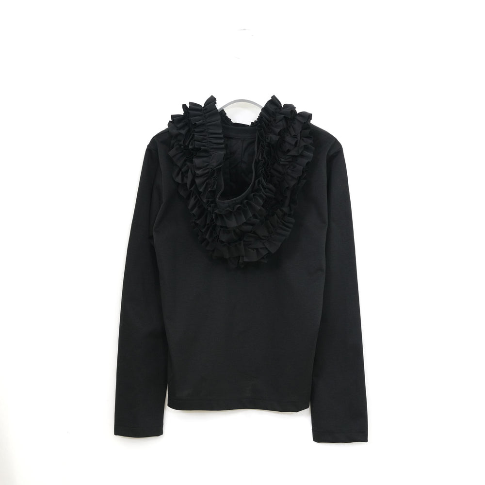 フリルフーディカットソー-BLACK- – OBLIGE