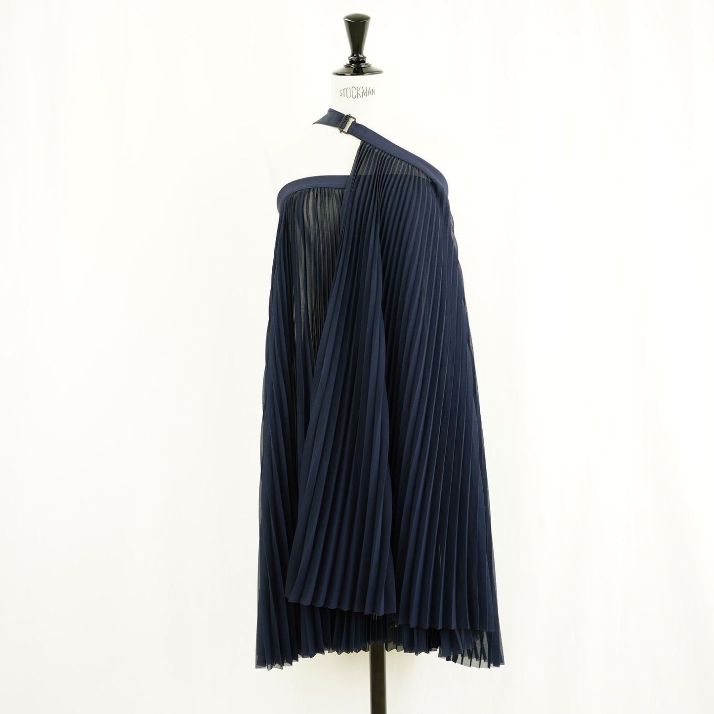 
                  
                    SHEER PLEATED WRAP DRESS‐BLACK-
                  
                