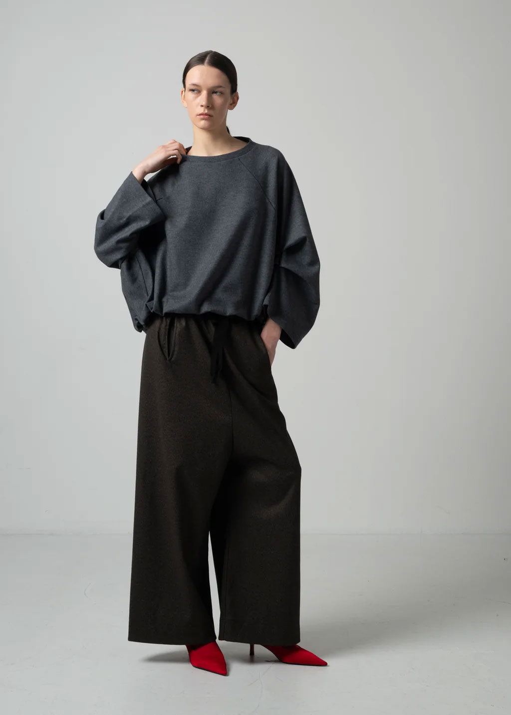 
                  
                    ORLY TUCKED SLEEVE TOP / SUPER120S PURE WOOL SPONGY JERSEY
                  
                