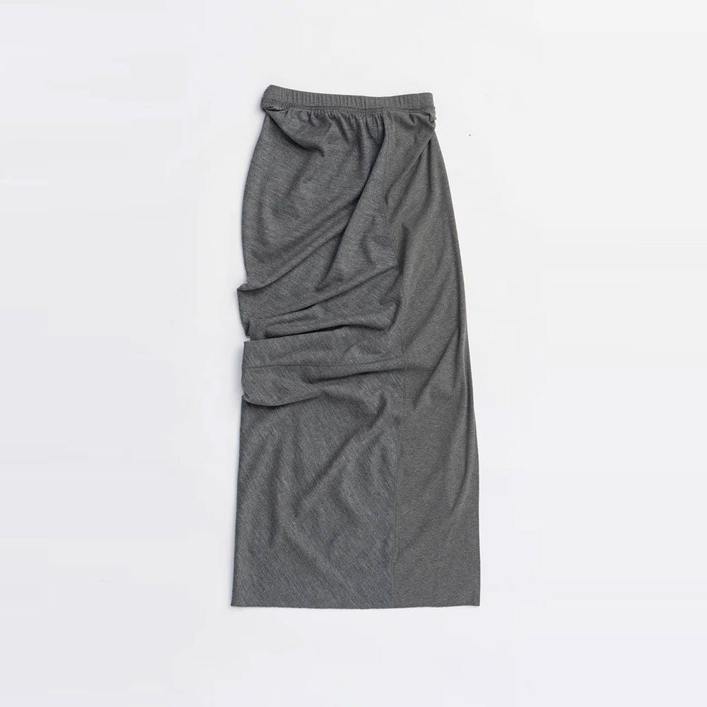 Wool Slouchy Skirt-GREY-